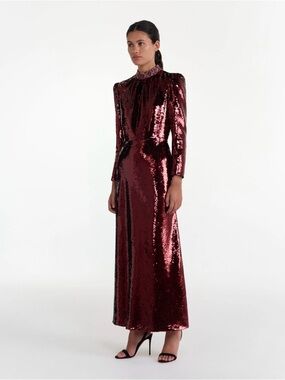 Saloni Jena Dress in Deep Garnet NWT